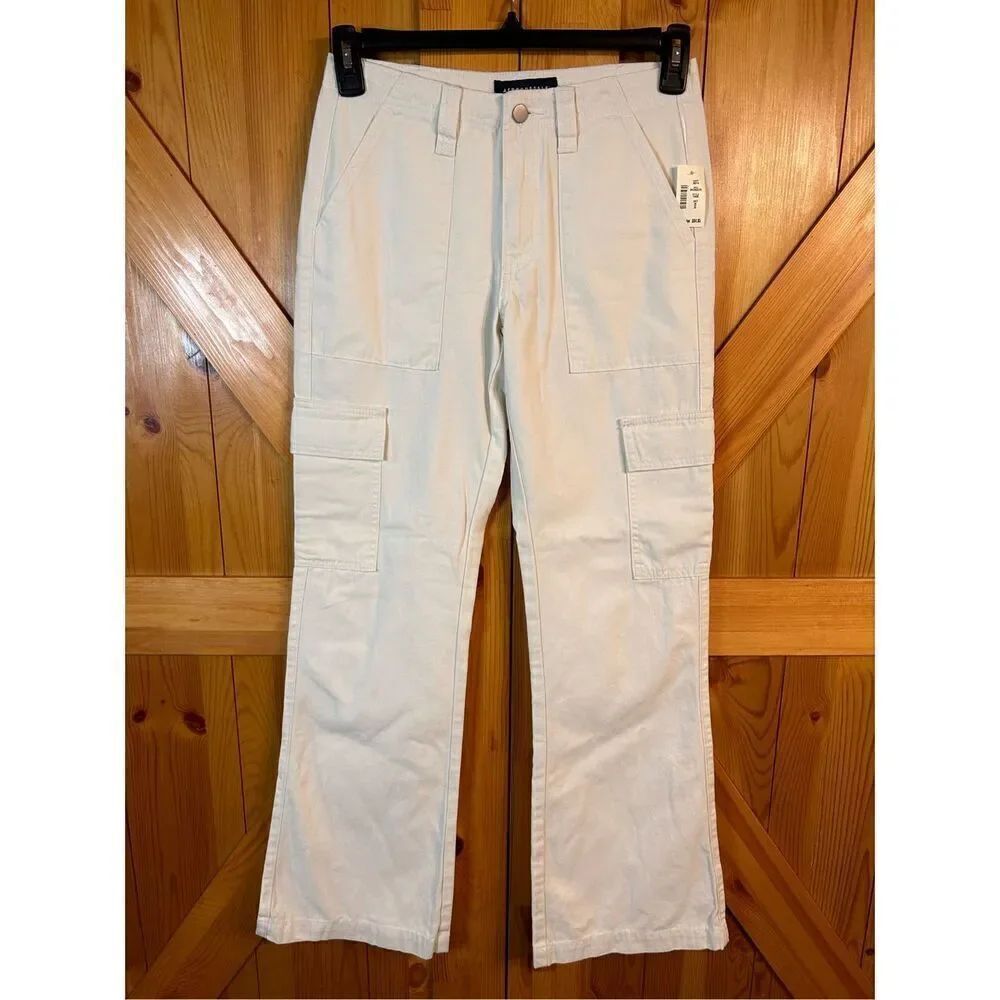 Aeropostale low rise flare utility pants white size small nwt (4536)